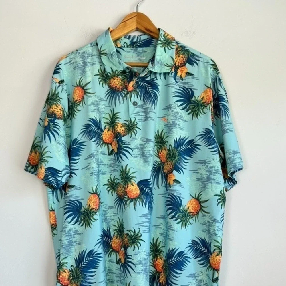 Tommy Bahama Islandzone Polo XL Palm Desert Pina Hawaiian Resortwear UPF Wicking